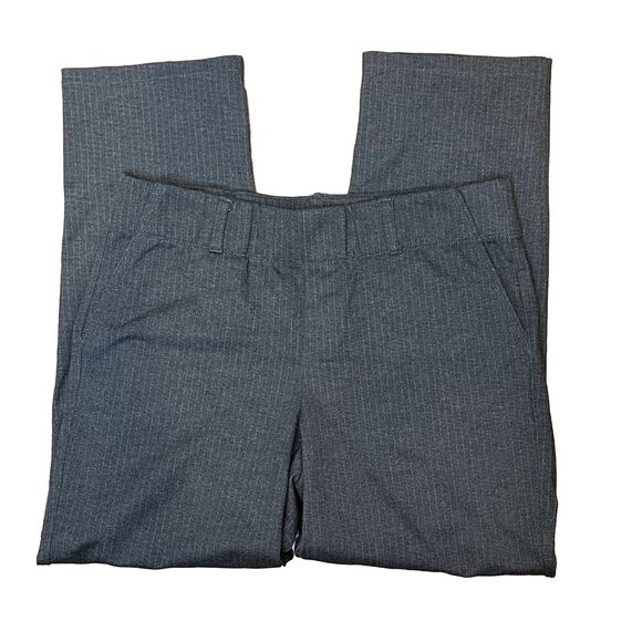 Intro Pull On Dress Pants Medium Gray Pinstripe Pockets Stretch 27"L Ankle Women - Picture 1 of 9